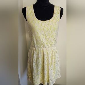 Express Floral Lace Dress in Cream and Yellow Size M